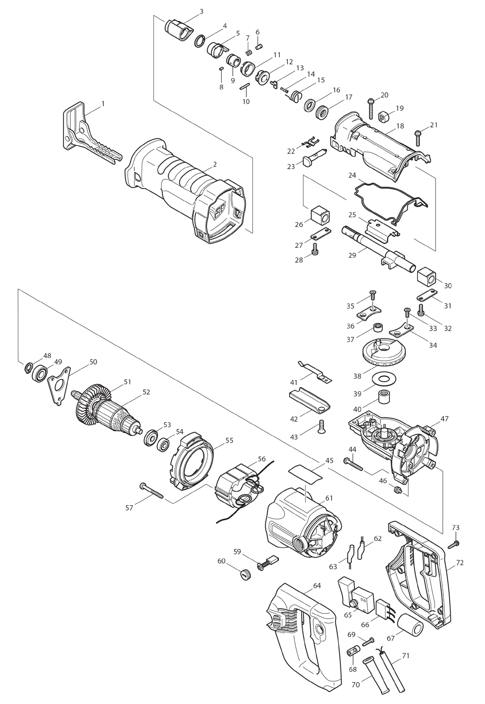 Page 1 Diagram and Parts List for JR3050TZ  Makita Saw