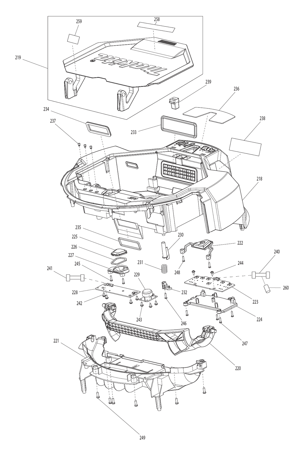 Page 10 Diagram and Parts List for DRC200PT  Makita Upright Vacuum