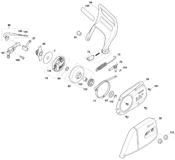 Diagram 5 Diagram and Parts List for EA6100PREL  Makita Chainsaw