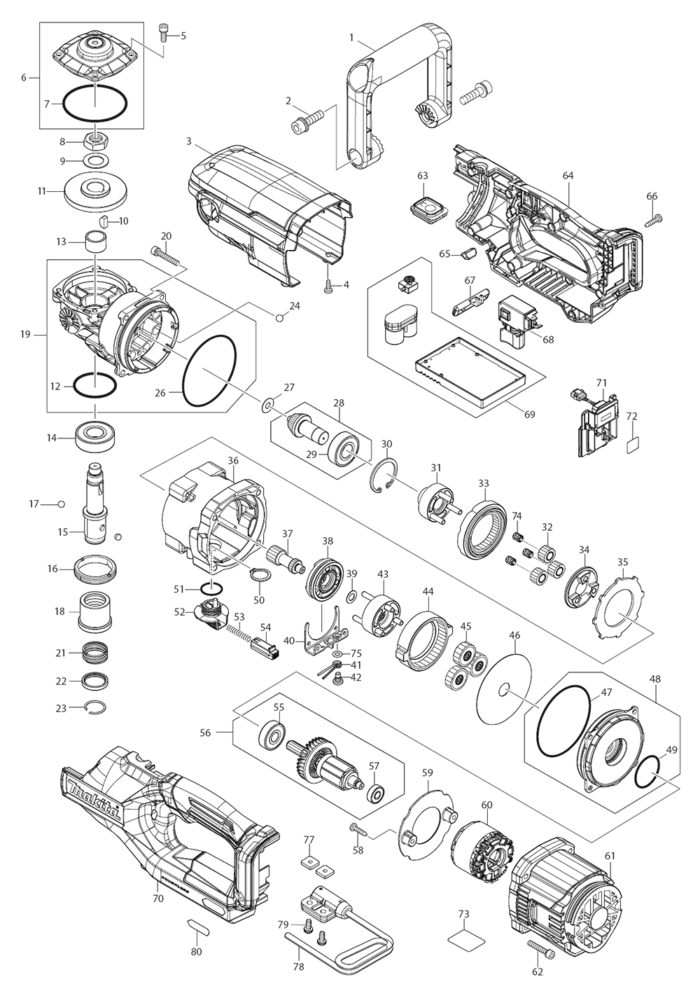 Fig-0 Diagram and Parts List for GAD02Z  Makita Cordless Drill