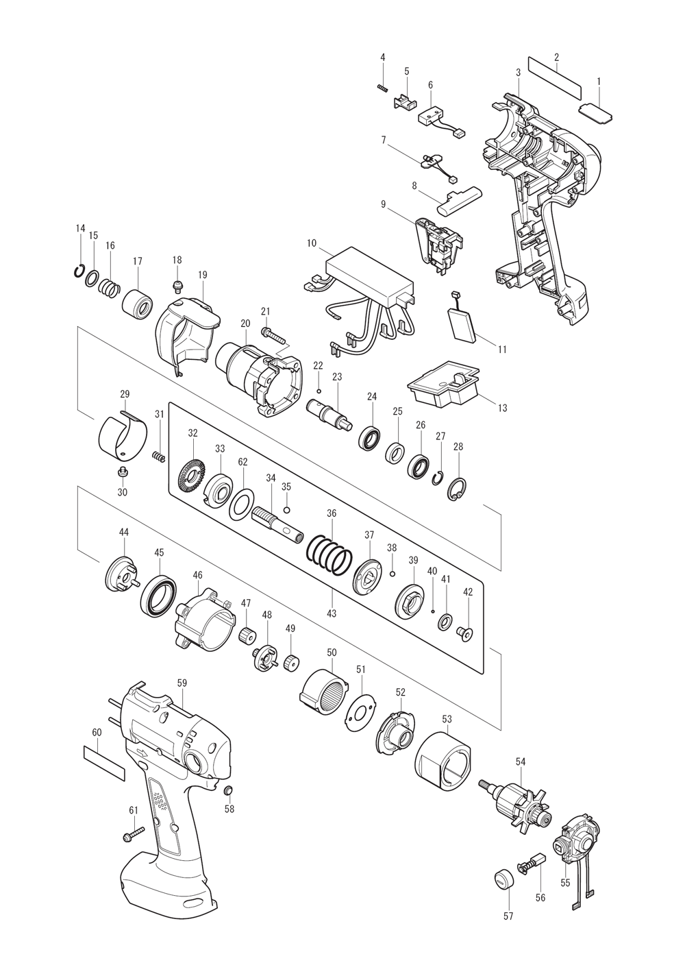 Page 1 Diagram and Parts List for BFT083FZ  Makita Screwdriver