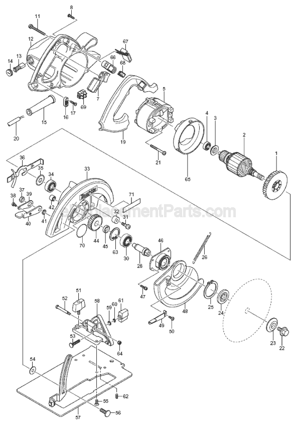 Page A Diagram and Parts List for 5007FAK  Makita Circular Saw