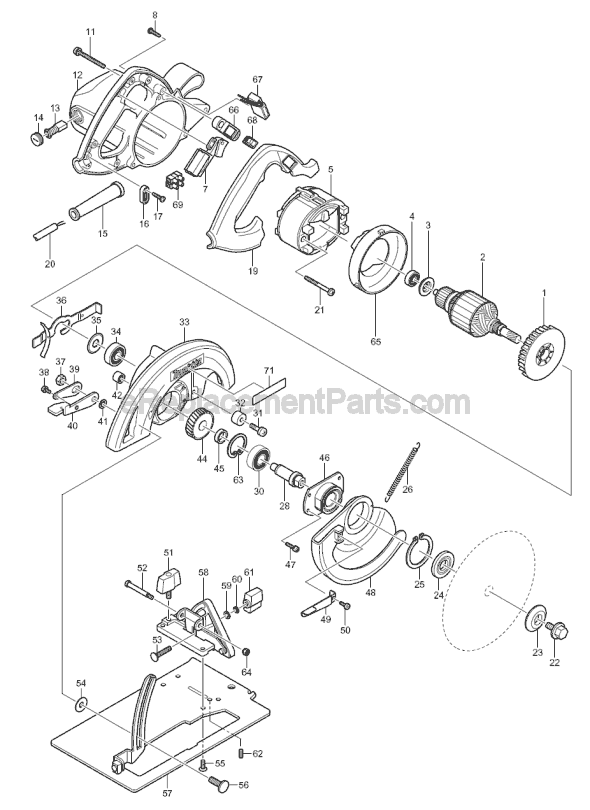 Page A Diagram and Parts List for 5007FK  Makita Circular Saw