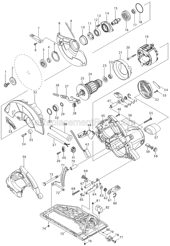 Page A Diagram and Parts List for 5007MGA  Makita Circular Saw