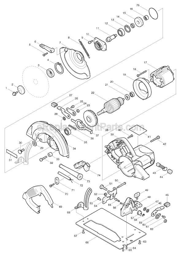 Page A Diagram and Parts List for 5007NH  Makita Circular Saw