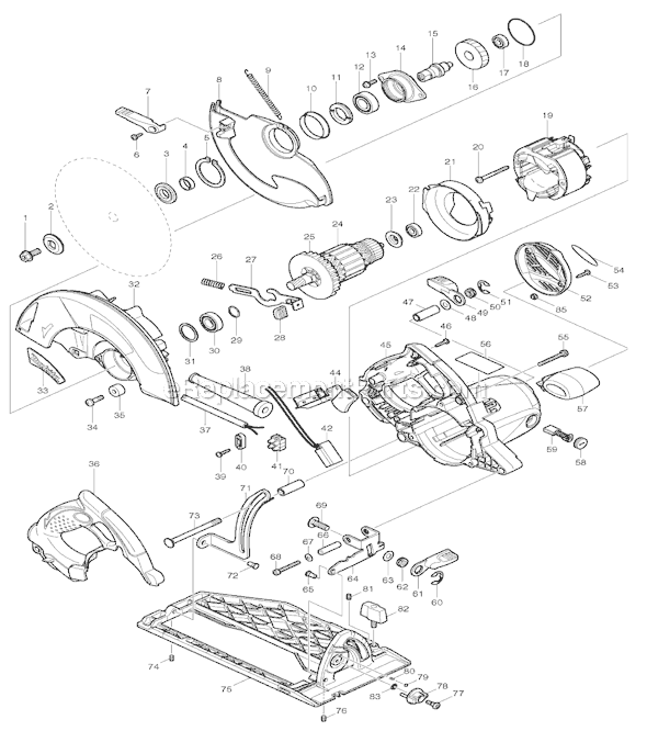 Page A Diagram and Parts List for 5008MGA  Makita Circular Saw