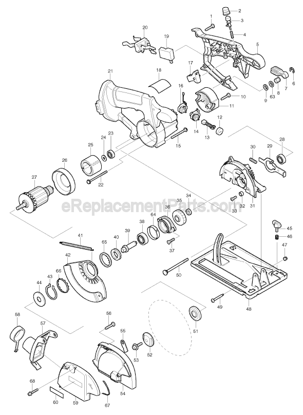 Page A Diagram and Parts List for 5036D  Makita Circular Saw