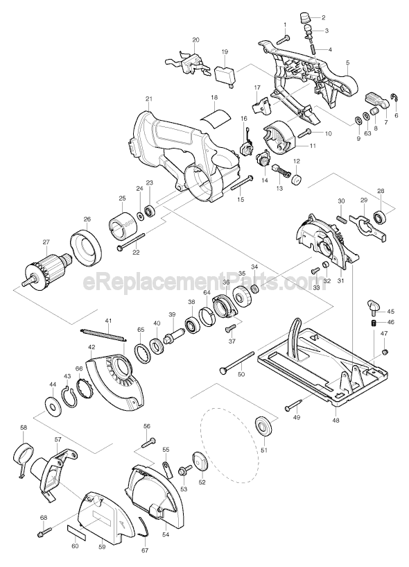 Page A Diagram and Parts List for 5046D  Makita Circular Saw