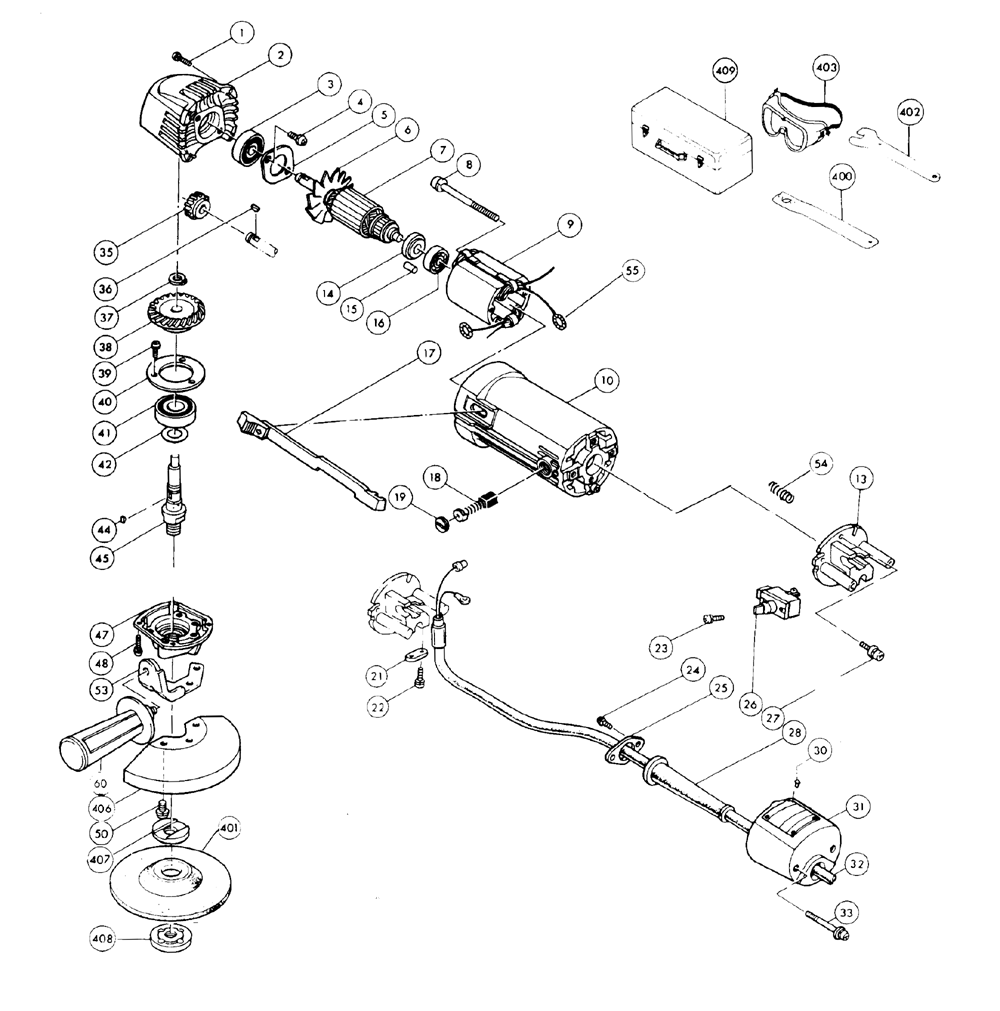 Page 1 Diagram and Parts List for 9501BKIT  Makita Grinder
