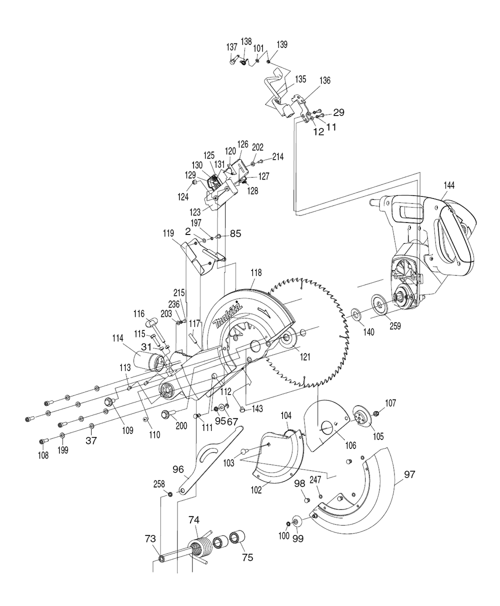 Page 3 Diagram and Parts List for LS1018L  Makita Saw