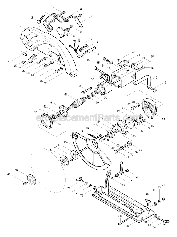 Page A Diagram and Parts List for 5402A  Makita Circular Saw