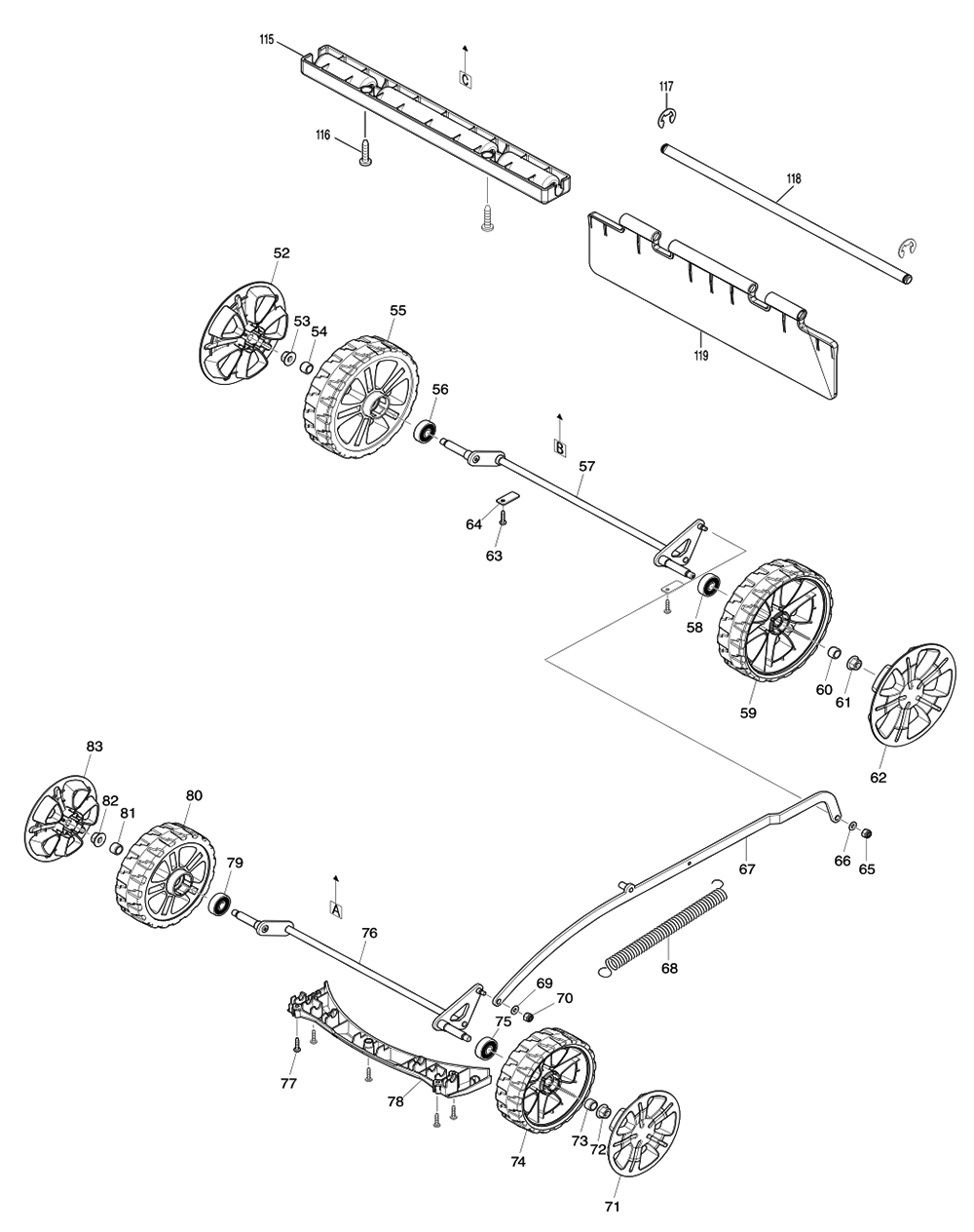 Fig-1 Diagram and Parts List for XML02PT  Makita Lawn Mower