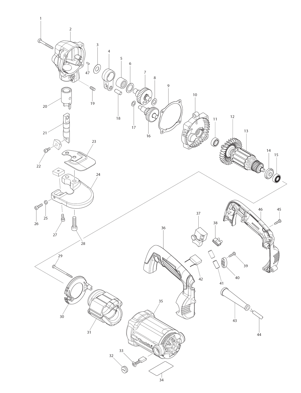 Page 1 Diagram and Parts List for JS3201  Makita Nibbler & Shears