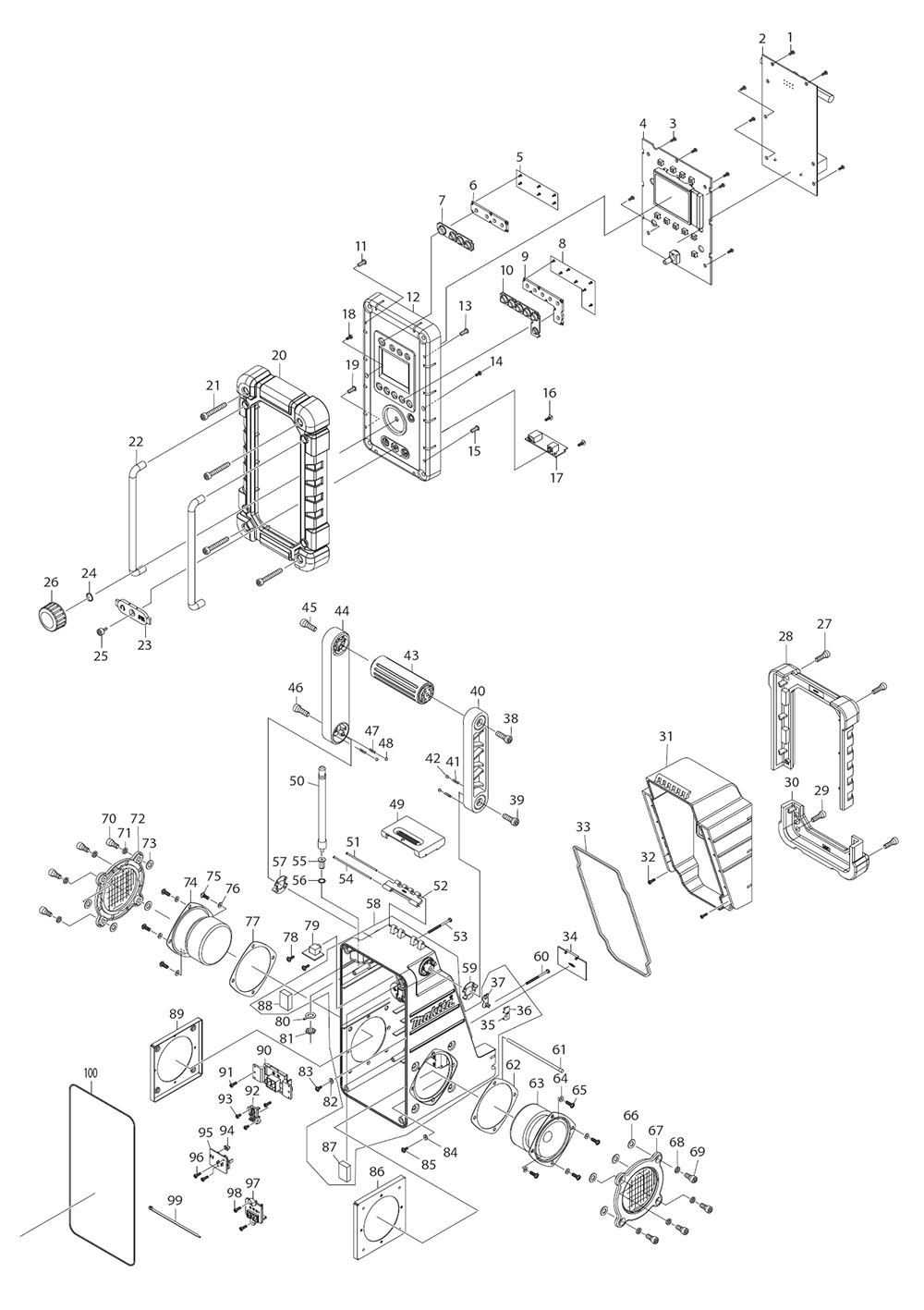 Page 1 Diagram and Parts List for XRM05W  Makita Radio