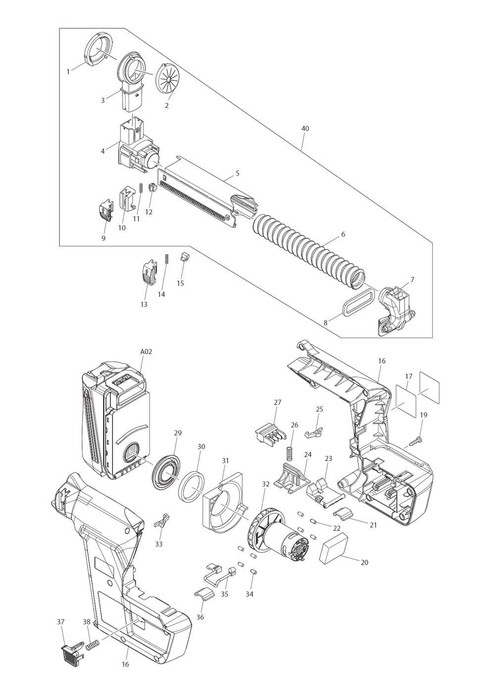 Page 1 Diagram and Parts List for DX02 Type 3 Makita Dust Collector