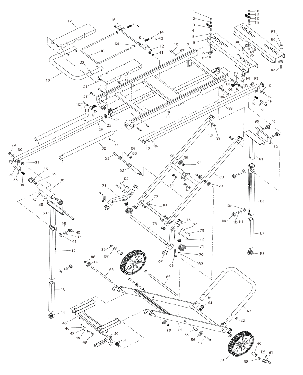 Page 1 Diagram and Parts List for WST05  Makita Tool Stand & Cart