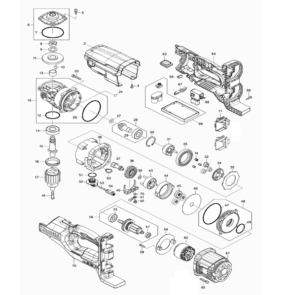 Diagram 1 Diagram and Parts List for XGD01PT  Makita Auger