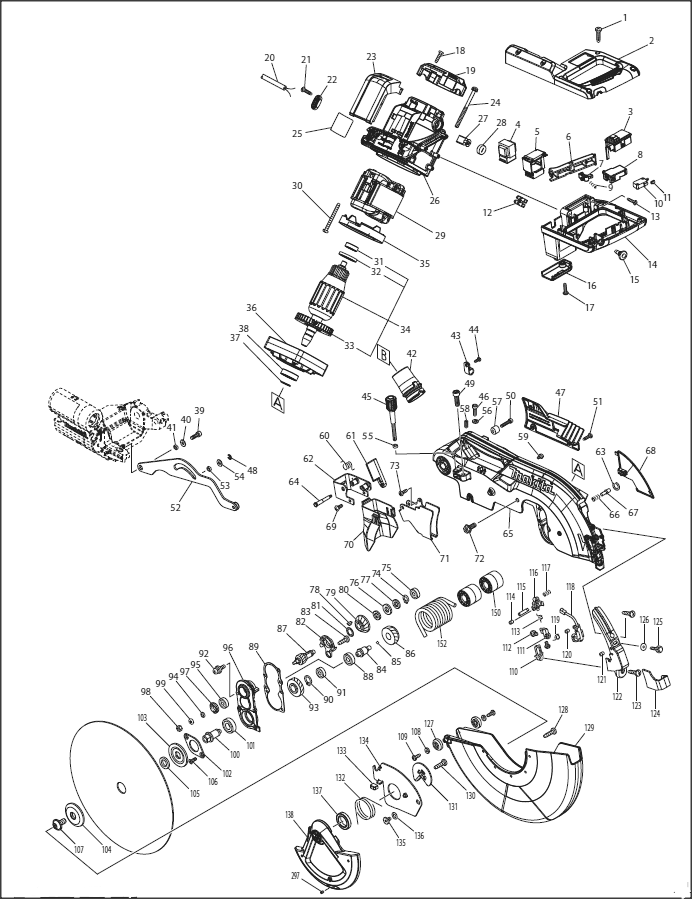 Diagram 1 Diagram and Parts List for LS1219LX  Makita Miter Saw