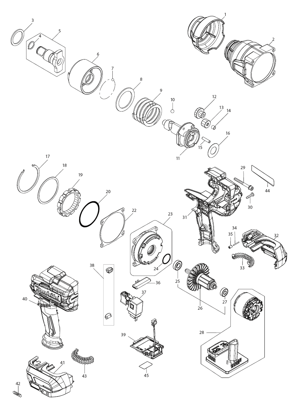 Fig-0 Diagram and Parts List for GWT01D  Makita Wrench