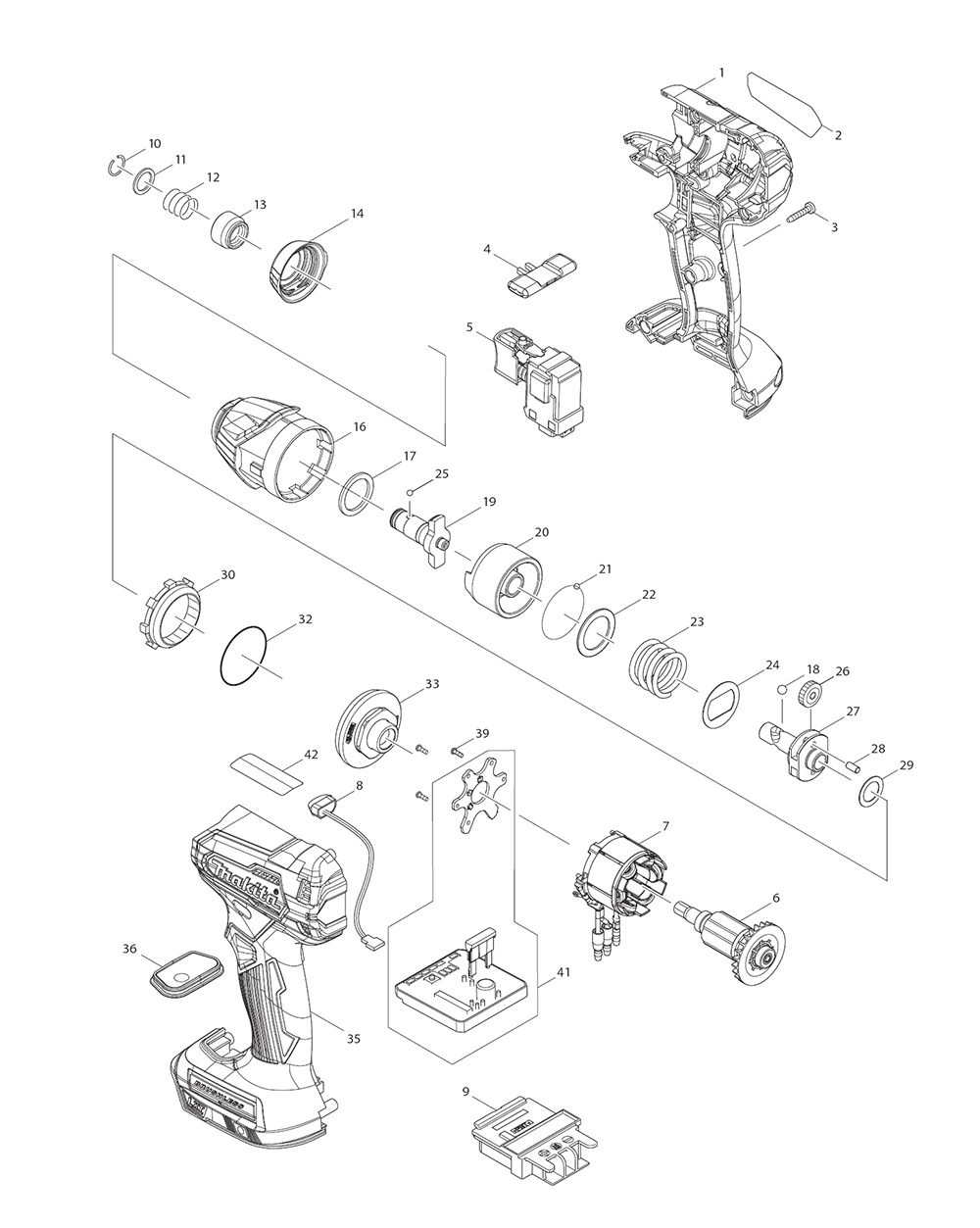 Page 1 Diagram and Parts List for XDT15ZB  Makita Drill