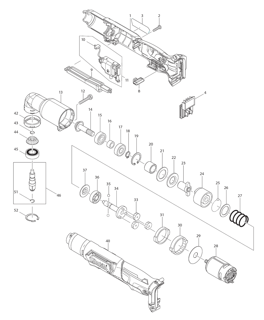 Page 1 Diagram and Parts List for LT02Z  Makita Drill