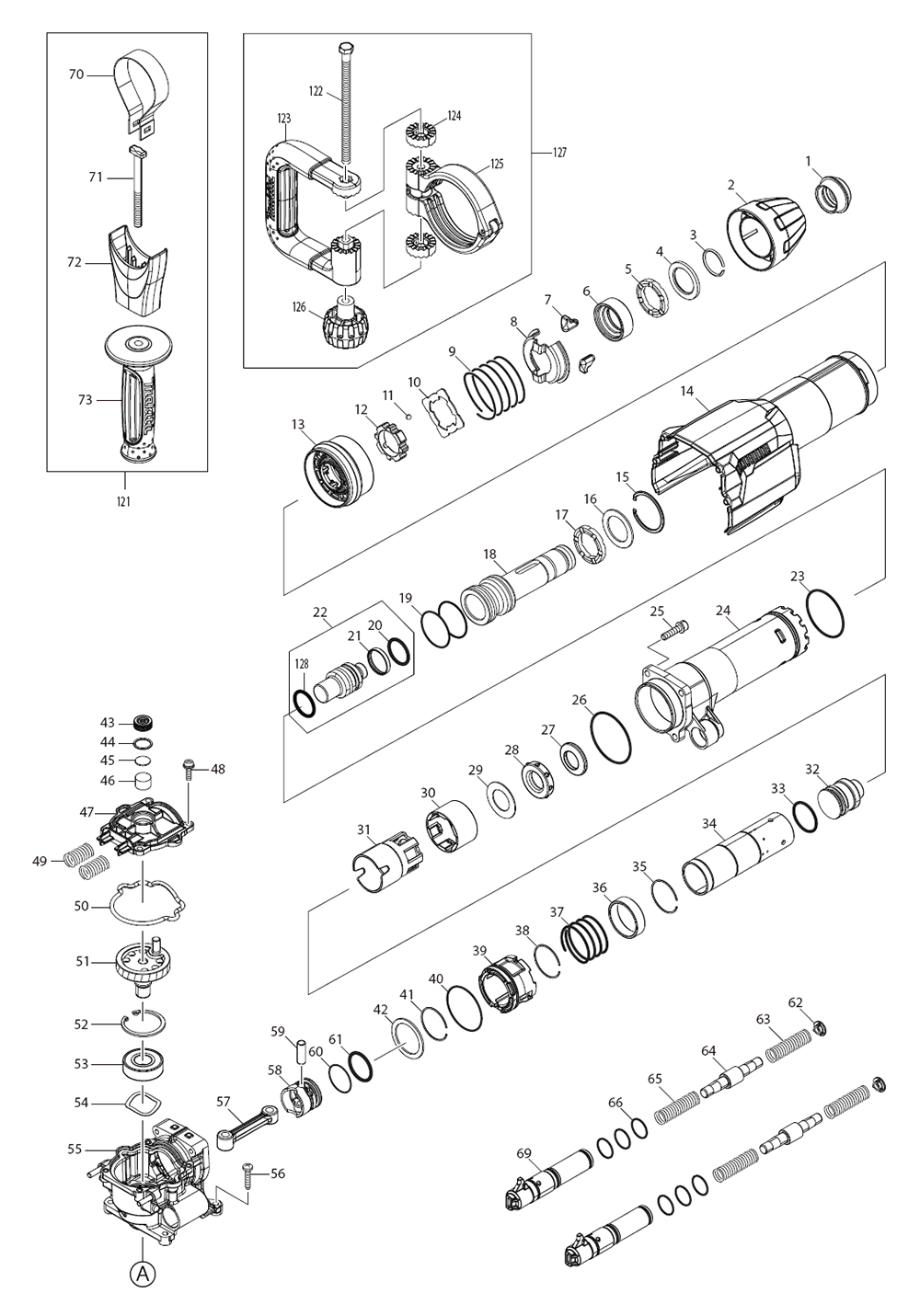 Fig-0 Diagram and Parts List for GMH01Z  Makita Demolition Hammer