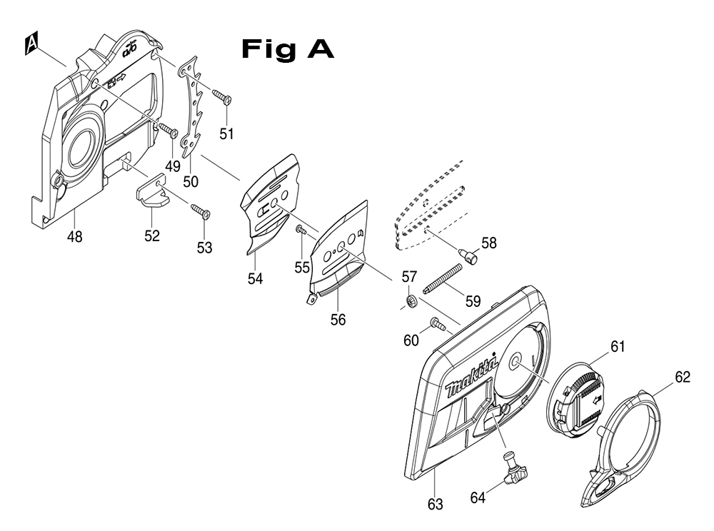 Page 1 Diagram and Parts List for XCU03PT1  Makita Saw