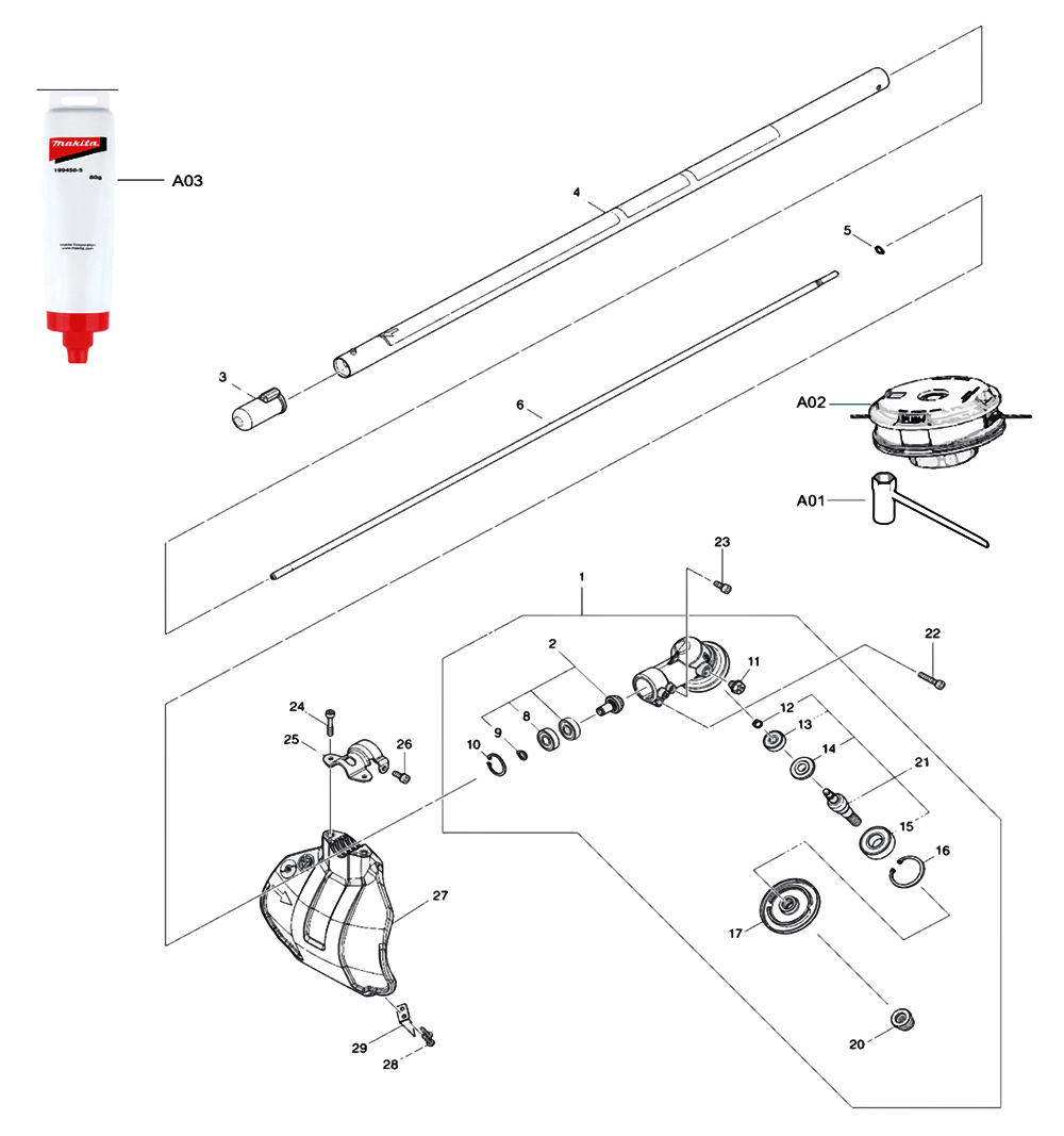 Fig-0 Diagram and Parts List for EM409MP  Makita Trimmer