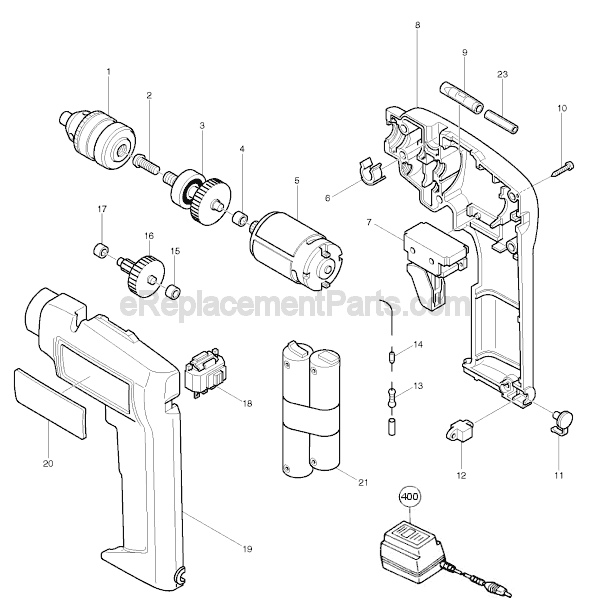 Page A Diagram and Parts List for 6070D  Makita Cordless Drill