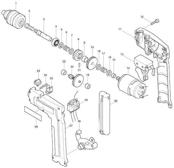 Page A Diagram and Parts List for 6092D  Makita Cordless Drill