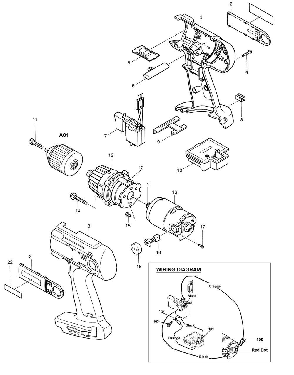 Page 1 Diagram and Parts List for BDF460SH  Makita Drill