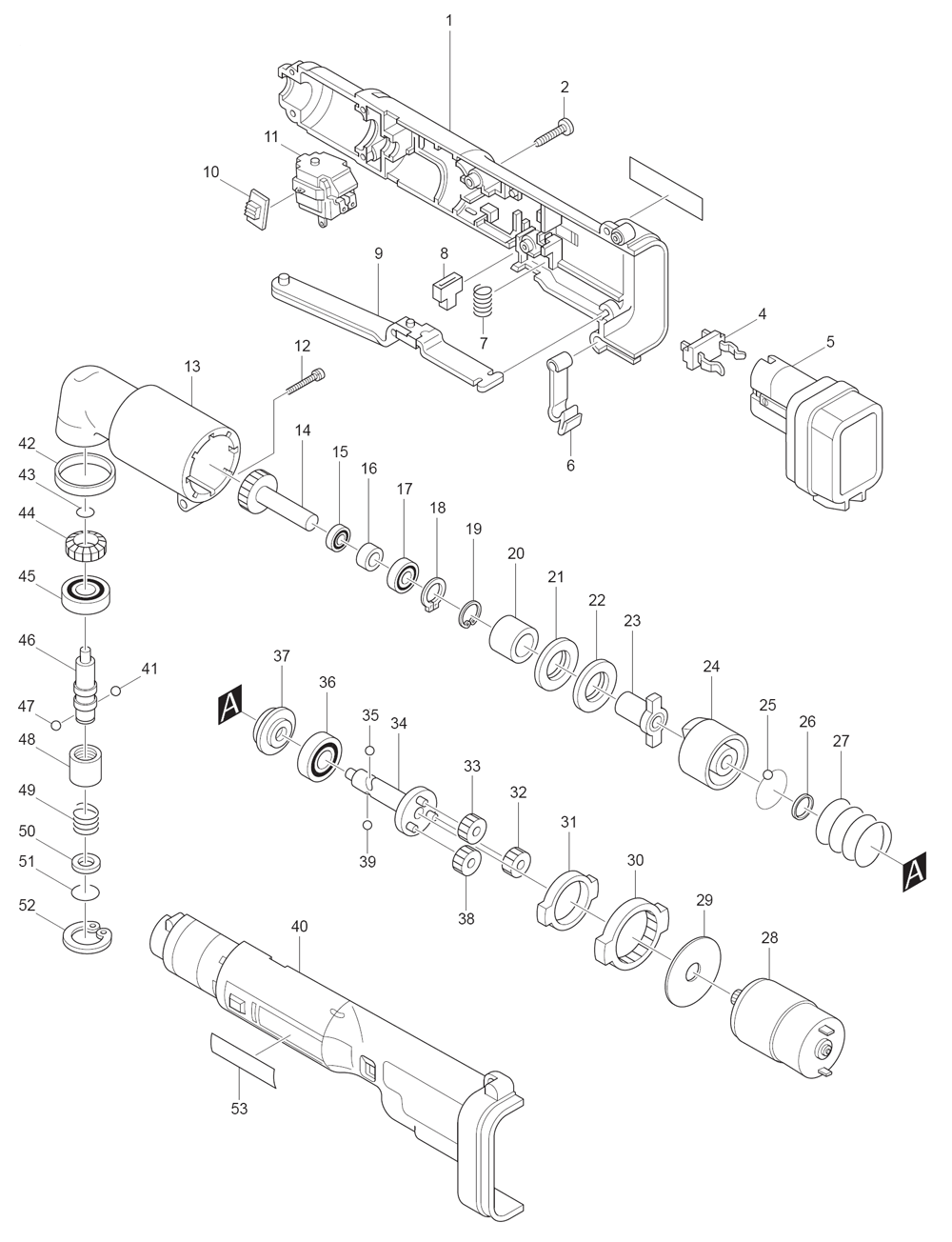 Page 1 Diagram and Parts List for 6940DW Type 1 Makita Drill