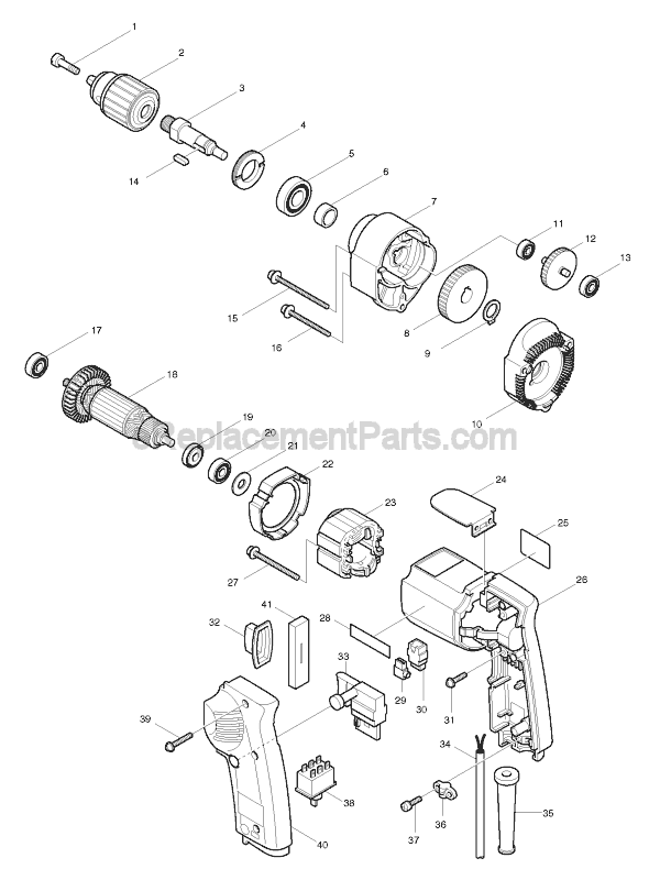 Page A Diagram and Parts List for 6303H  Makita Electric Drill