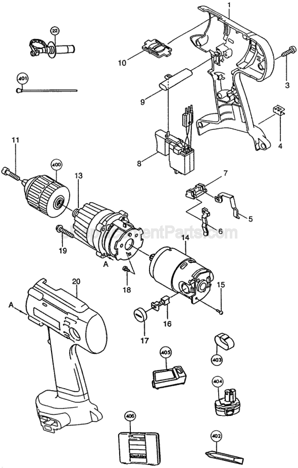 Page A Diagram and Parts List for 6343DWDE  Makita Cordless Drill