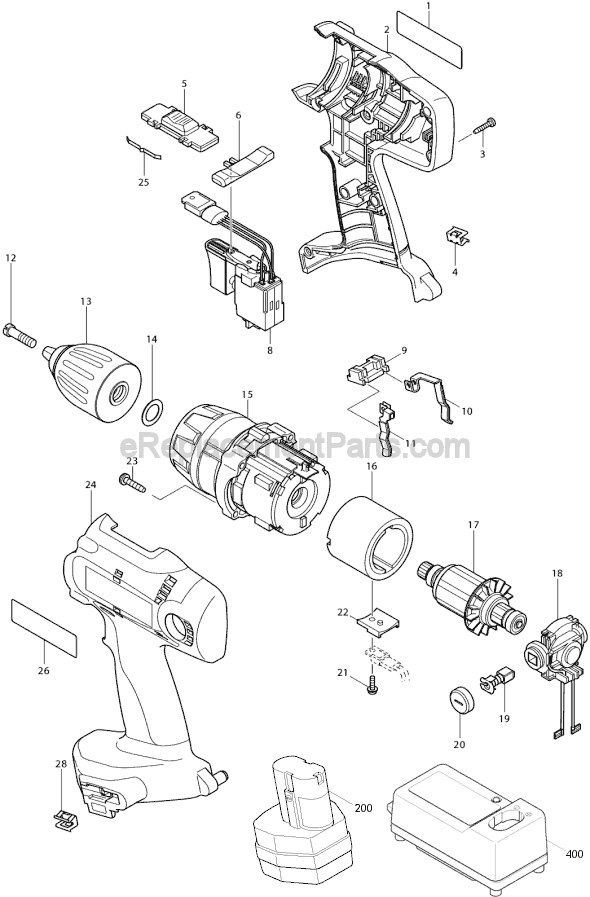 Page A Diagram and Parts List for 6349DWDE  Makita Cordless Drill