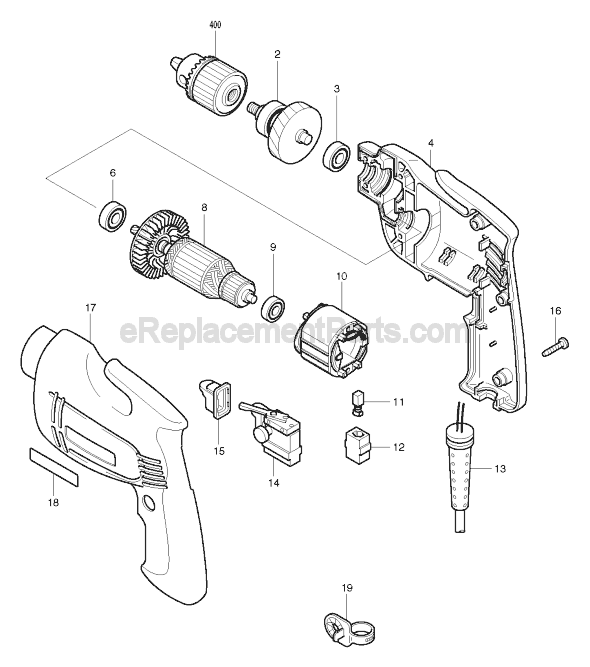 Page A Diagram and Parts List for 6405  Makita Electric Drill