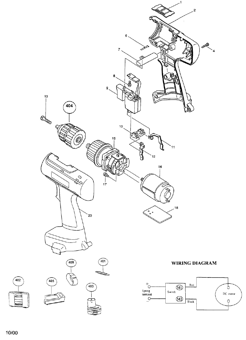 Page 1 Diagram and Parts List for 6228DWE  Makita Drill