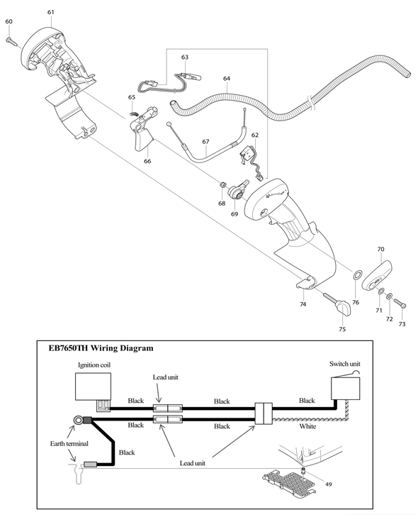 Diagram 2 Diagram and Parts List for EB7650TH  Makita Leaf Blower / Vacuum
