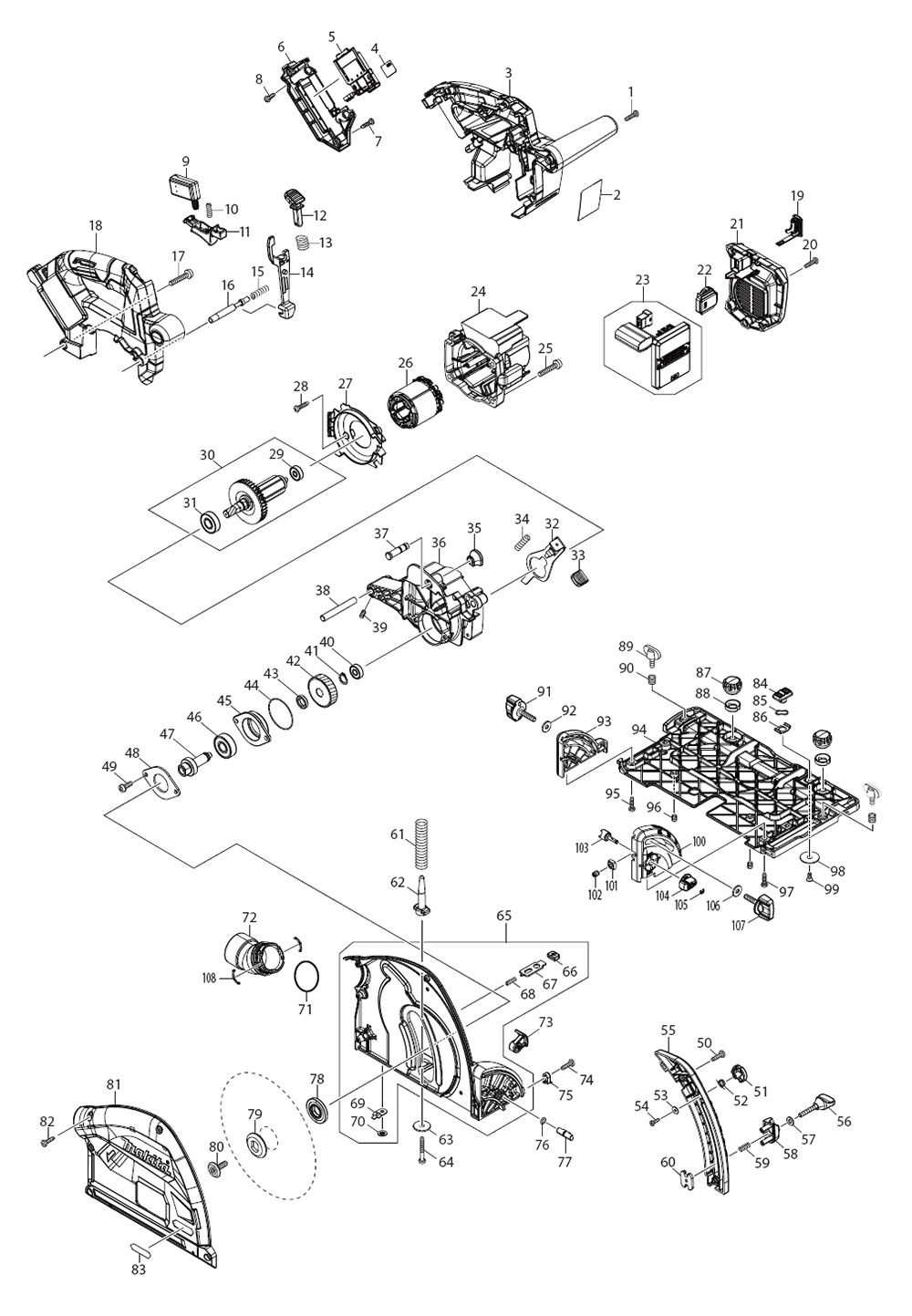 Fig-0 Diagram and Parts List for GPS01M1J  Makita Circular Saw