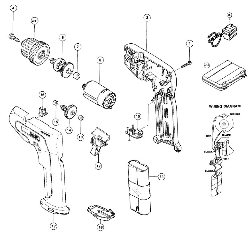 Page 1 Diagram and Parts List for 6076DW  Makita Drill