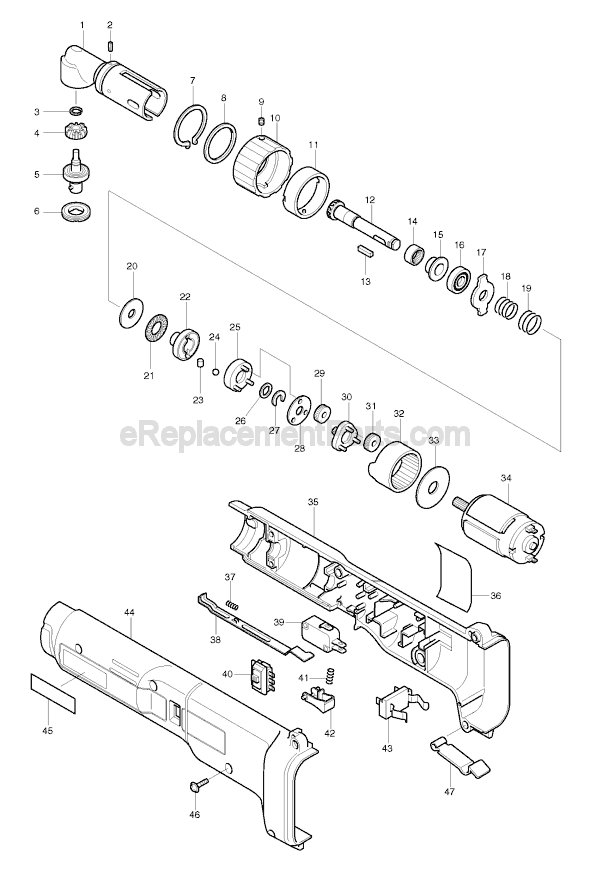 Page A Diagram and Parts List for 6704D  Makita Electric Drill