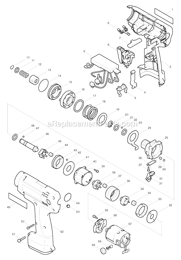 Page A Diagram and Parts List for 6797FD  Makita Cordless Drill