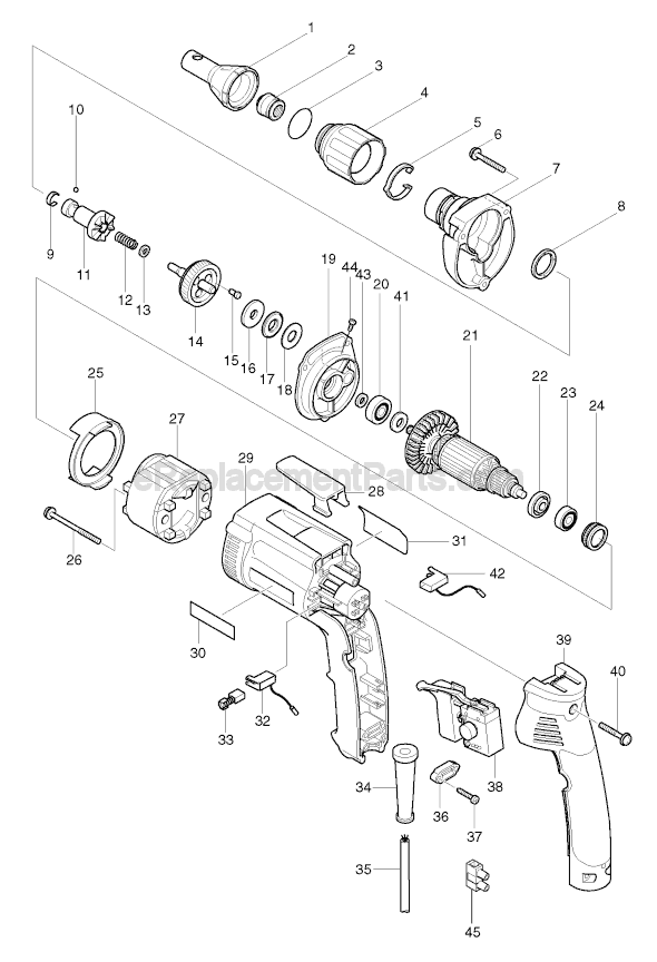 Page A Diagram and Parts List for 6825TP  Makita Electric Drill