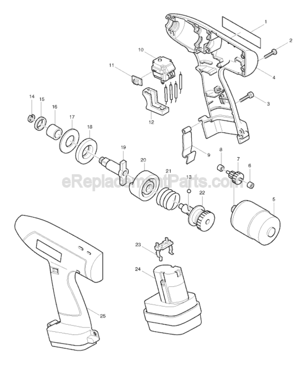 Page A Diagram and Parts List for 6907D  Makita Impact Driver