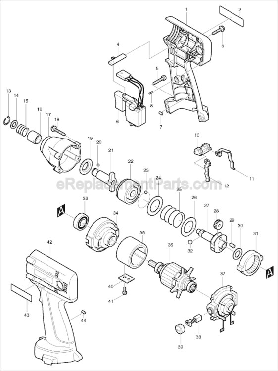 Page A Diagram and Parts List for 6916DWDE  Makita Impact Driver