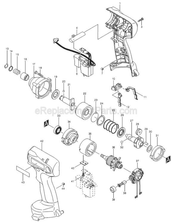Page A Diagram and Parts List for 6916FDWDE  Makita Impact Driver
