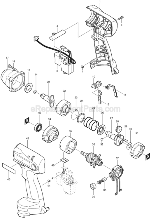 Page A Diagram and Parts List for 6917FDWDE  Makita Impact Driver