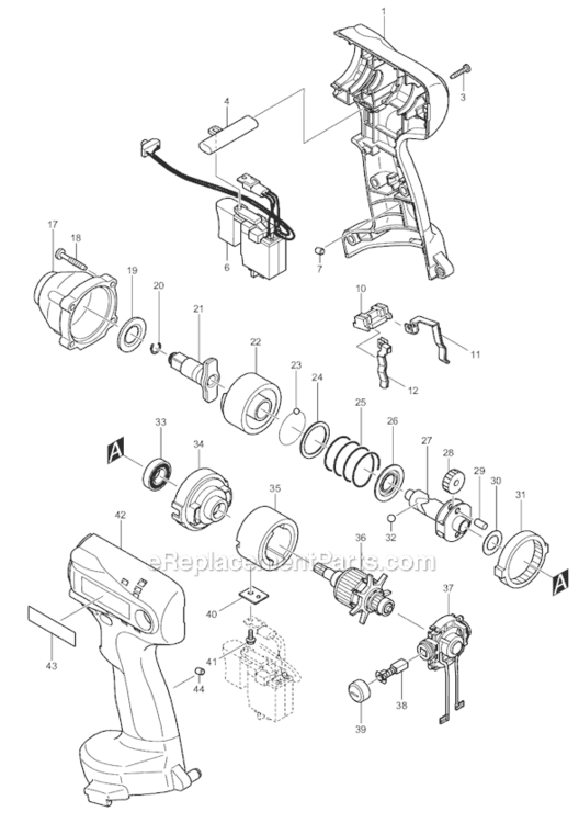 Page A Diagram and Parts List for 6933FDWE  Makita Impact Driver