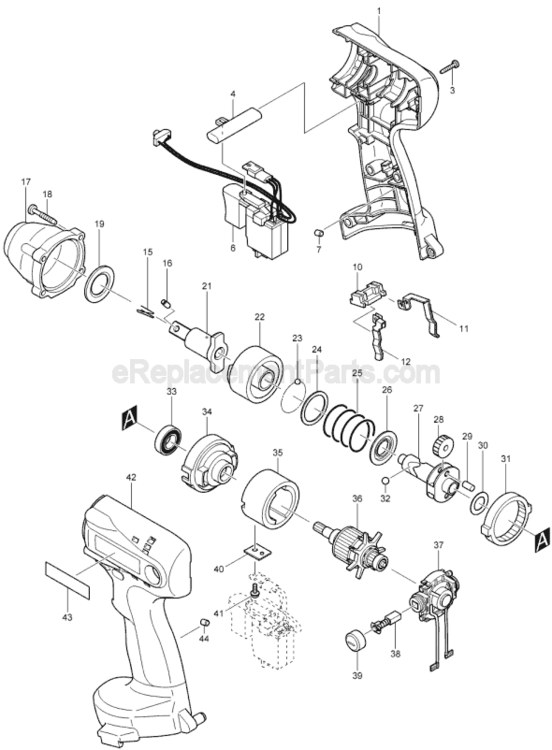 Page A Diagram and Parts List for 6934FDWDE  Makita Impact Driver