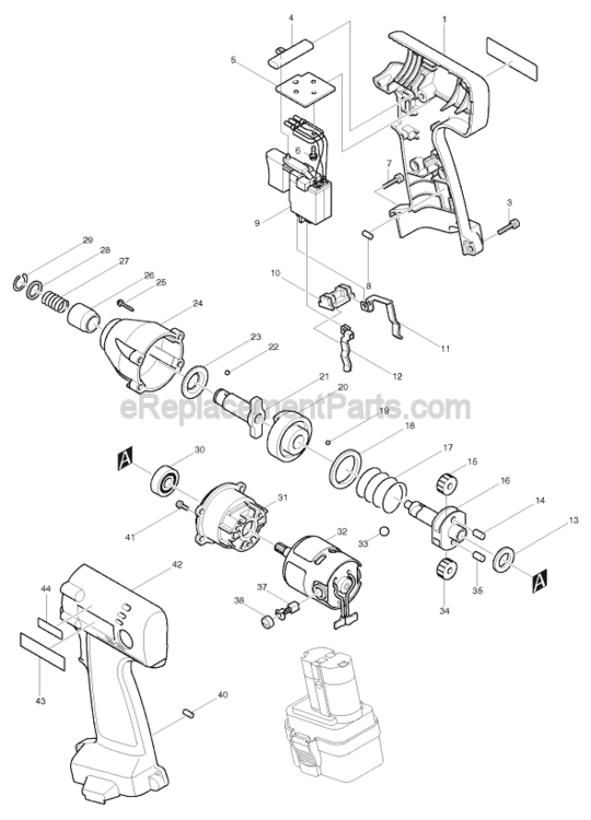 Page A Diagram and Parts List for 6970D  Makita Impact Driver